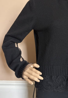 Versace Women's Barocco Lace Cashmere Cardigan Black 44 Euro Italy 1013478 NWT