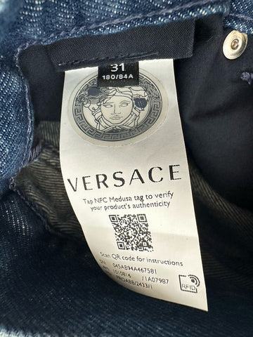Versace Men’s Denim Stone Washed Medium Blue Jeans 31 US (33”) 1010816 Italy NWT