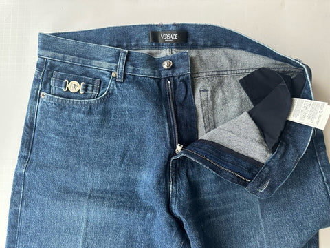 Versace Men’s Denim Stone Washed Medium Blue Jeans 31 US (33”) 1010816 Italy NWT