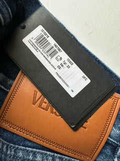 Versace Men’s Denim Stone Washed Medium Blue Jeans 33 US (35”) 1010816 Italy NWT