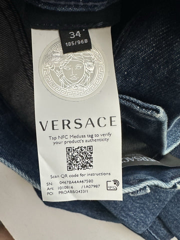 Versace Men’s Denim Stone Washed Medium Blue Jeans 34 US (36”) 1010816 Italy NWT