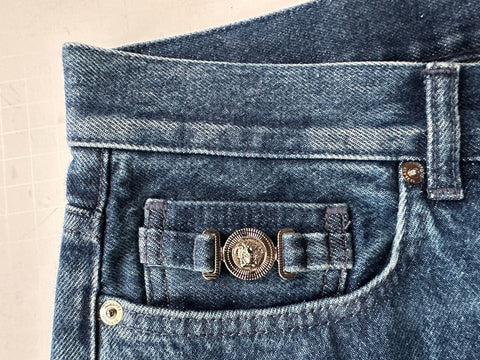 Versace Men’s Denim Stone Washed Medium Blue Jeans 34 US (36”) 1010816 Italy NWT