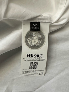 Versace Graphic Print Dress Shirt White & Gold XL (52 Eu) 1013870 IT NWT $1075