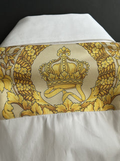 Versace Graphic Print Dress Shirt White & Gold XL (52 Eu) 1013870 IT NWT $1075