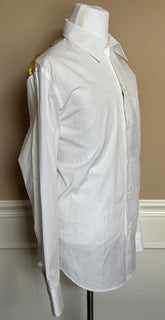 Versace Graphic Print Dress Shirt White & Gold XL (52 Eu) 1013870 IT NWT $1075