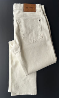 Versace Men’s Rinsed Denim Stretch White Jeans Size 33 US 1011693 IT NWT $750