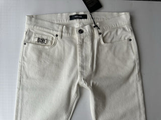 Versace Men’s Rinsed Denim Stretch White Jeans Size 33 US 1011693 IT NWT $750