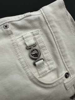 Versace Men’s Rinsed Denim Stretch White Jeans Size 33 US 1011693 IT NWT $750