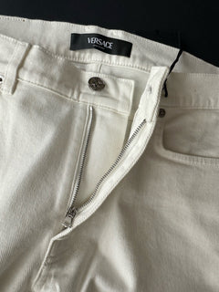 Versace Men’s Rinsed Denim Stretch White Jeans Size 33 US 1011693 IT NWT $750