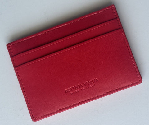 Bottega Veneta Intrecciato Quilted Leather Card Holder Red 701446 IT NWT $420