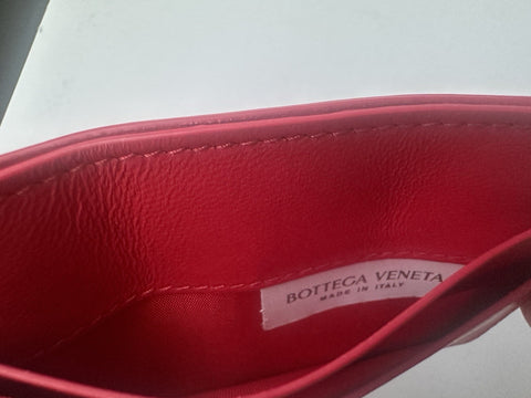 Bottega Veneta Intrecciato Quilted Leather Card Holder Red 701446 IT NWT $420