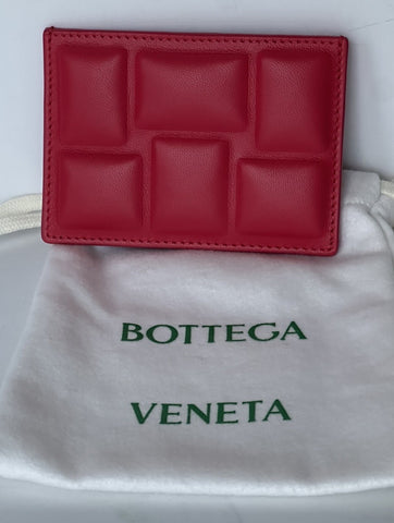 Bottega Veneta Intrecciato Quilted Leather Card Holder Red 701446 IT NWT $420