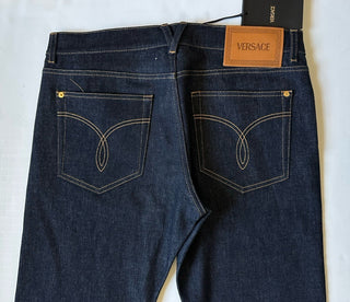 Versace Mens Eco Stretch Denim Dark Blue Taylor Fit Jeans 31 US 1011693 NWT $675