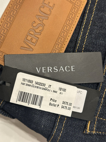 Versace Mens Eco Stretch Denim Dark Blue Taylor Fit Jeans 30 US 1011693 NWT $675
