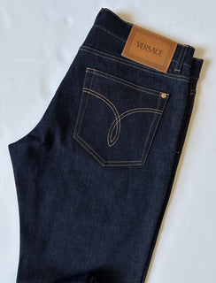 Versace Mens Eco Stretch Denim Dark Blue Taylor Fit Jeans 30 US 1011693 NWT $675