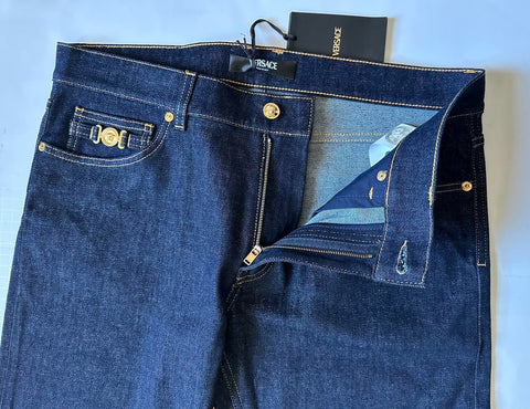 Versace Mens Eco Stretch Denim Dark Blue Taylor Fit Jeans 30 US 1011693 NWT $675