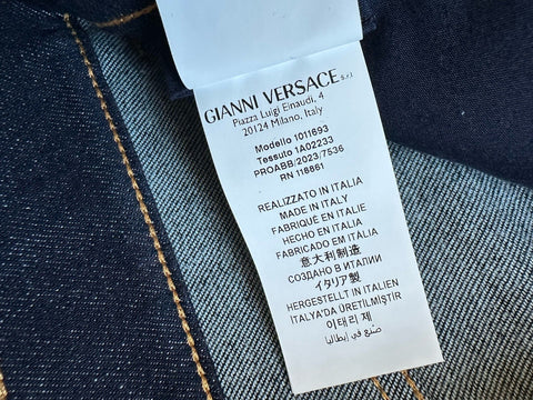 Versace Mens Eco Stretch Denim Dark Blue Taylor Fit Jeans 30 US 1011693 NWT $675