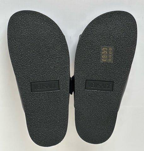 Versace Medusa Black Leather Slides Sandals 8 US (41 Euro) 1020767 NIB $700