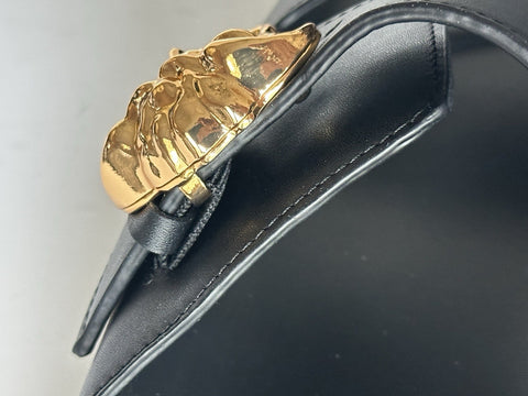 Versace Medusa Black Leather Slides Sandals 8.5 US (41.5 Euro) 1020767 NIB $700