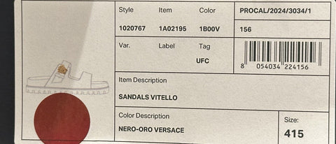 Versace Medusa Black Leather Slides Sandals 8.5 US (41.5 Euro) 1020767 NIB $700