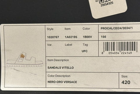 Versace Medusa Black Leather Slides Sandals 9 US (42 Euro) 1020767 NIB $700