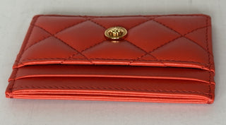 Versace Medusa Head Quilted Red Leather Card Case Wallet 1008825 NWT