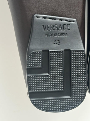 VERSACE Medusa Men's Dark Brown Leather Driver Shoes 10 US (43) 1015591 NIB $850