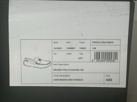 VERSACE Medusa Men's Dark Brown Leather Driver Shoes 10 US (43) 1015591 NIB $850