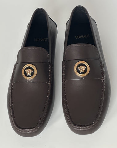 VERSACE Medusa Men's Dark Brown Leather Driver Shoes 10 US (43) 1015591 NIB $850