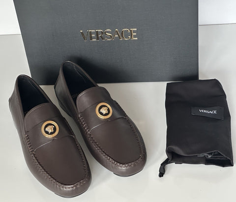 VERSACE Medusa Men's Dark Brown Leather Driver Shoes 12.5 US 1015591 NIB $850