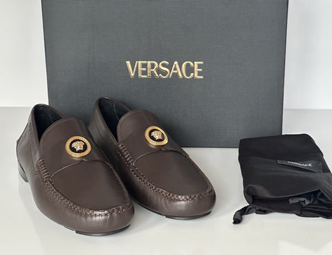 VERSACE Medusa Men's Dark Brown Leather Driver Shoes 12.5 US 1015591 NIB $850