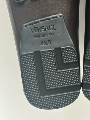 VERSACE Medusa Men's Dark Brown Leather Driver Shoes 12.5 US 1015591 NIB $850