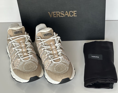 Versace Men's Jacquard Trigreca Sneakers Beige 12 US (45 Eu) IT DSU8094 NIB $950