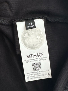 Versace Black Embroidered 90s Vintage Logo T-Shirt 8 (42) 1011882 NWT $750
