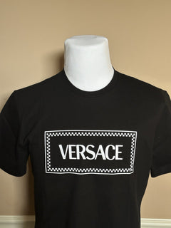 Versace Black Embroidered 90s Vintage Logo T-Shirt 8 (42) 1011882 NWT $750