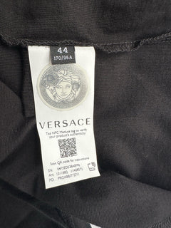 Versace Black Embroidered 90s Vintage Logo T-Shirt 10 (44) 1011882 NWT $750