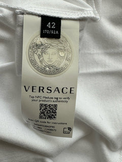 Versace White Embroidered 90s Vintage Logo T-Shirt 8 (42) 1011882 NWT $750
