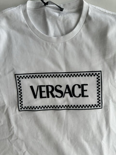 Versace White Embroidered 90s Vintage Logo T-Shirt 8 (42) 1011882 NWT $750