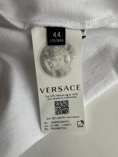 Versace White Embroidered 90s Vintage Logo T-Shirt 10 (44) 1011882 NWT $750
