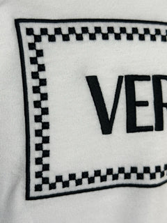 Versace White Embroidered 90s Vintage Logo T-Shirt 10 (44) 1011882 NWT $750
