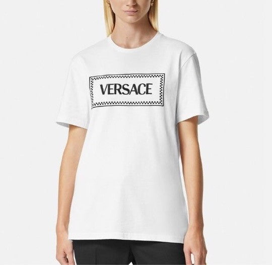 Versace White Embroidered 90s Vintage Logo T-Shirt 6 (40) 1011882 NWT $750