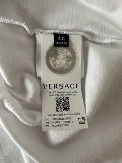 Versace White Embroidered 90s Vintage Logo T-Shirt 6 (40) 1011882 NWT $750