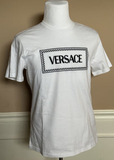 Versace White Embroidered 90s Vintage Logo T-Shirt 6 (40) 1011882 NWT $750