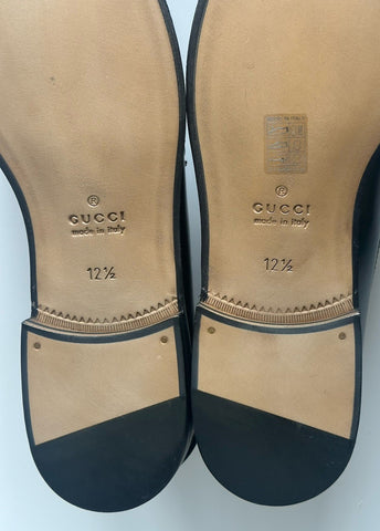 Gucci Mens GG Logo Leather Loafers Shoes Black 13 US (12.5 Gucci) NIB 673817
