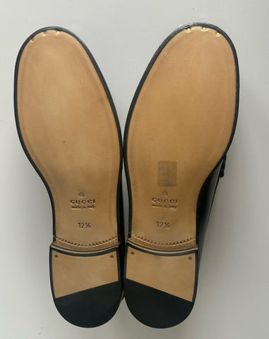 Gucci Mens GG Logo Leather Loafers Shoes Black 13 US (12.5 Gucci) NIB 673817