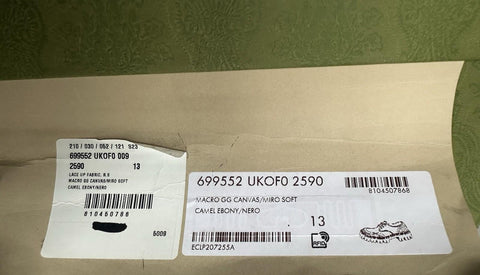 Gucci Men’s GG Logo Light-weight Shoes Black/Camel 13.5 US (13 Gucci) 699552 NIB