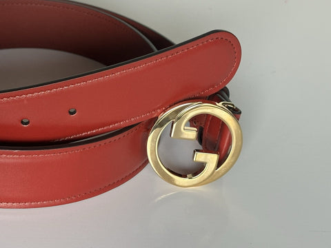 Gucci Interlocking G Buckle Leather Belt Blondie Red  105/42 Italy 703147 NWT