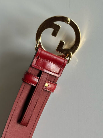Gucci Interlocking G Buckle Leather Belt Blondie Red  105/42 Italy 703147 NWT