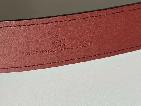 Gucci Interlocking G Buckle Leather Belt Blondie Red  105/42 Italy 703147 NWT