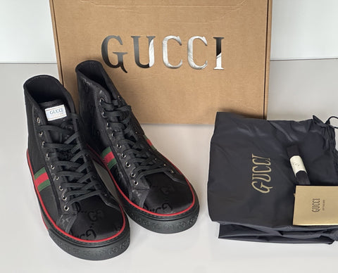 Gucci Men GG Logo High Top Sneakers Black 15.5 US (15 Gucci) 628717 IT NIB $820